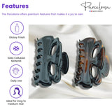 Parcelona French Chat Yeux Shell & Black Celluloid Medium  3.5 Inch Hair Claw