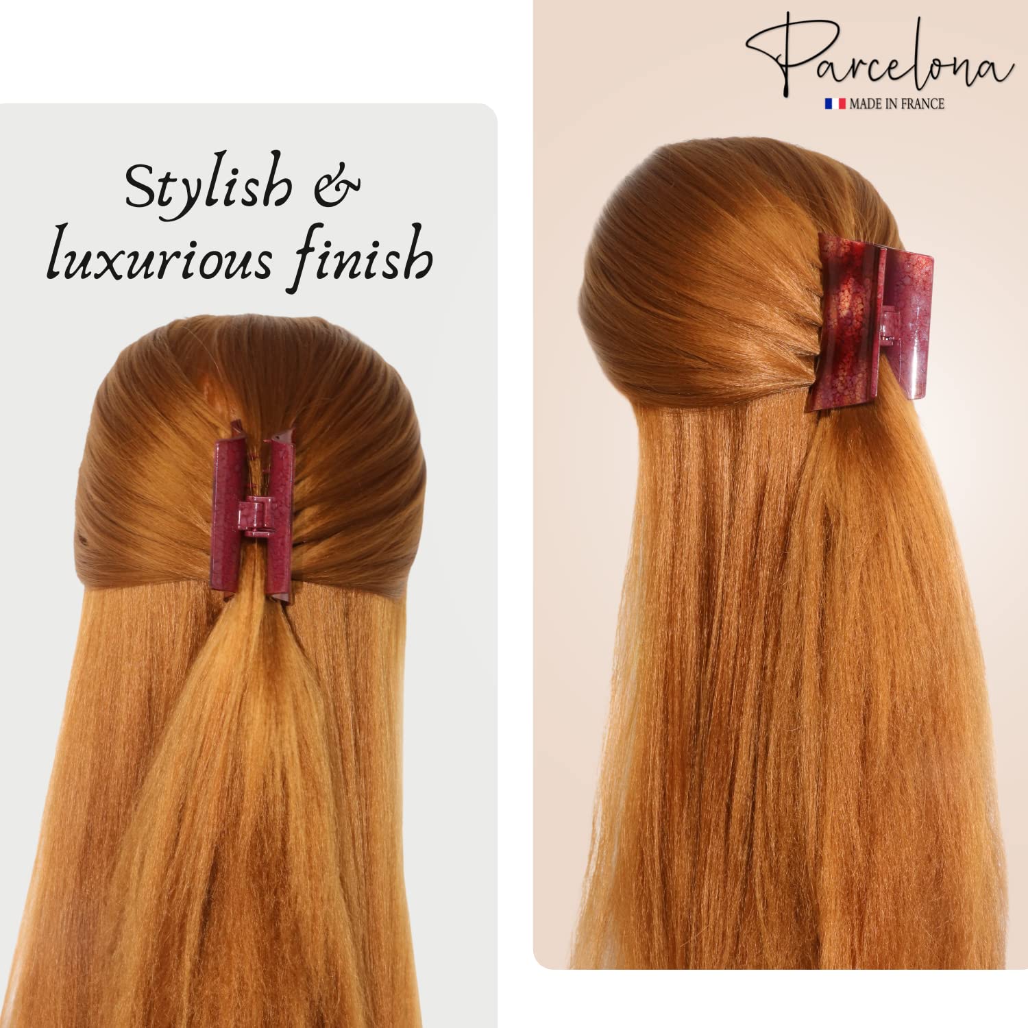 Parcelona French Slide 3" Medium Cellulose Jaw Hair Claw for Women and Girls