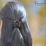 Parcelona French Neo Small Black N Shell Covered Spring Celluloid Hair Claw Clip
