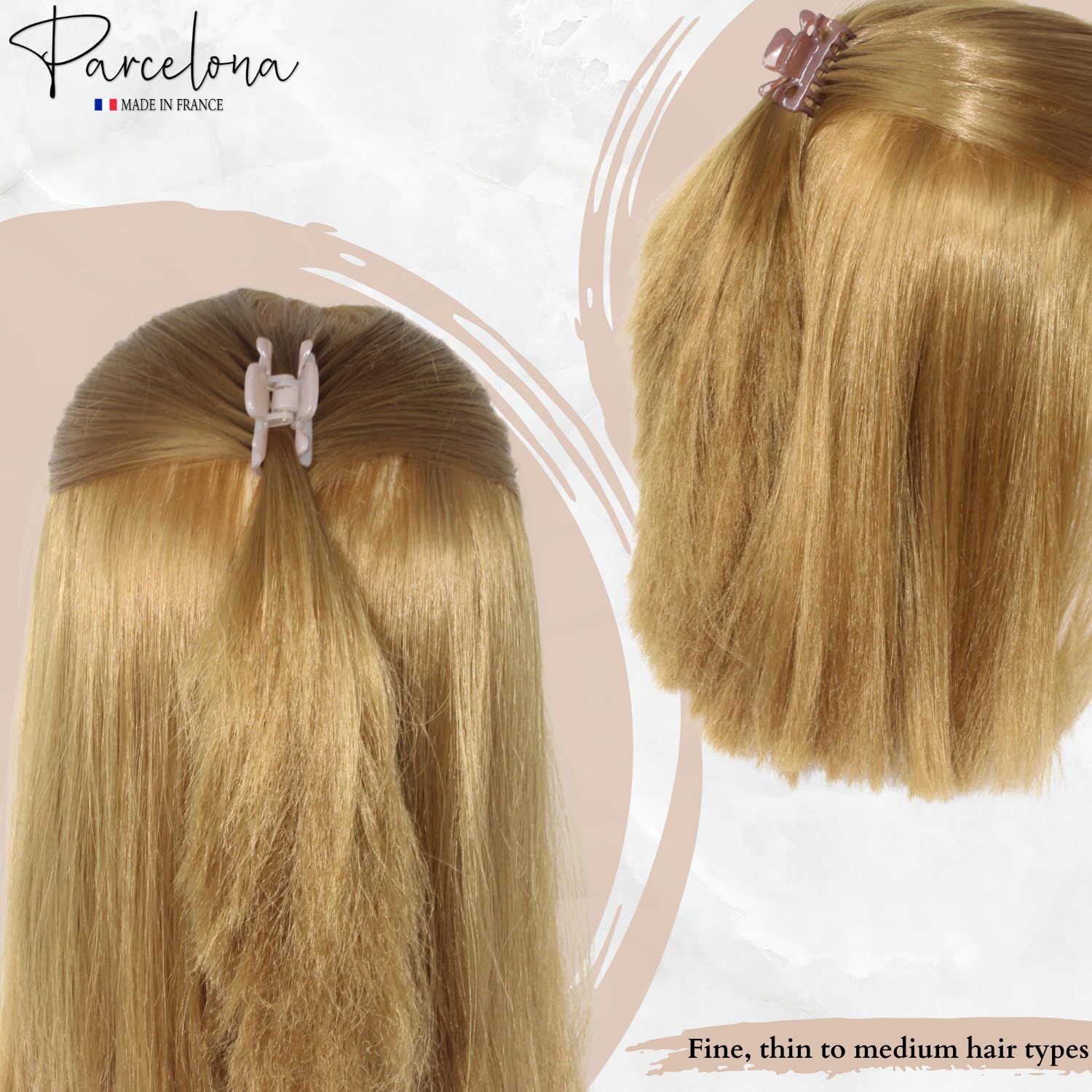 Parcelona French Classic Small Cellulose Hair Claws for Women and Girls (4 Pcs)