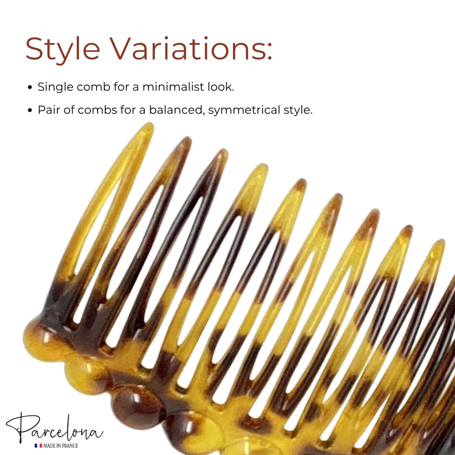 Parcelona French Circles Edge Small 2.75” Cellulose Side Hair Combs - 2 Pcs
