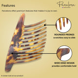 Parcelona French Tapered Edge 11 Teeth Side Hair Combs for Women & Girls (2Pcs)
