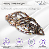 French Amie Classy Leaf Large Celluloid Handmade Hair Clip Barrette for Women