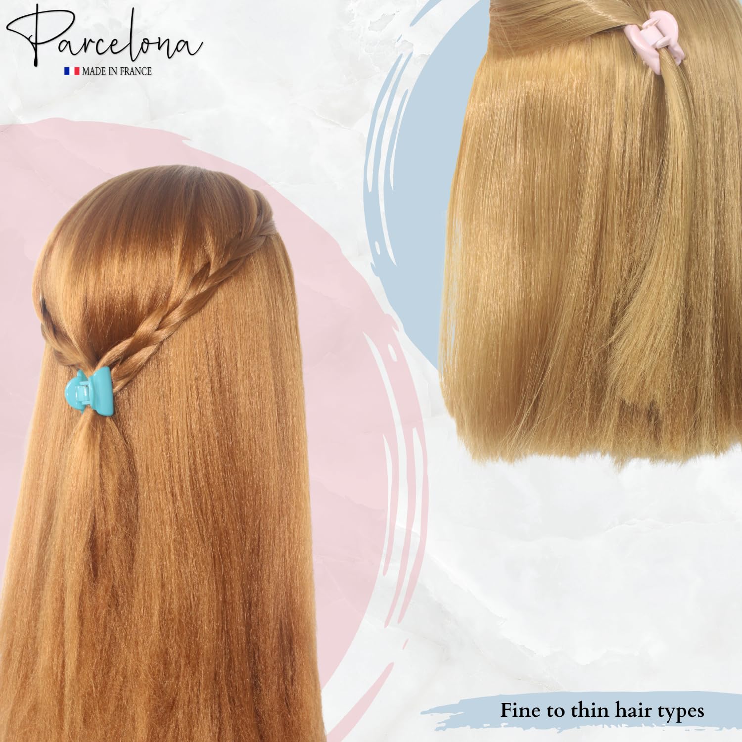 Parcelona French Chic Duo Small 1 1/4" Cellulose Hair Claw for Women and Girls