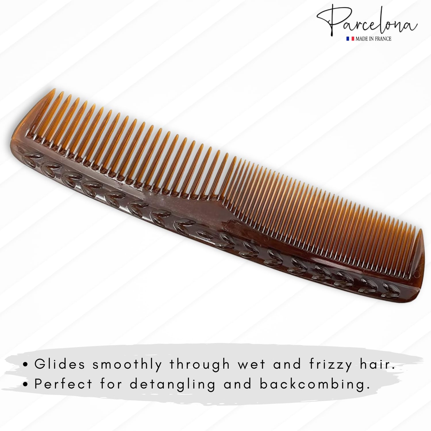 Parcelona French Bordered Cellulose Acetate Toothed Large Dressing Hair Comb 2Pcs