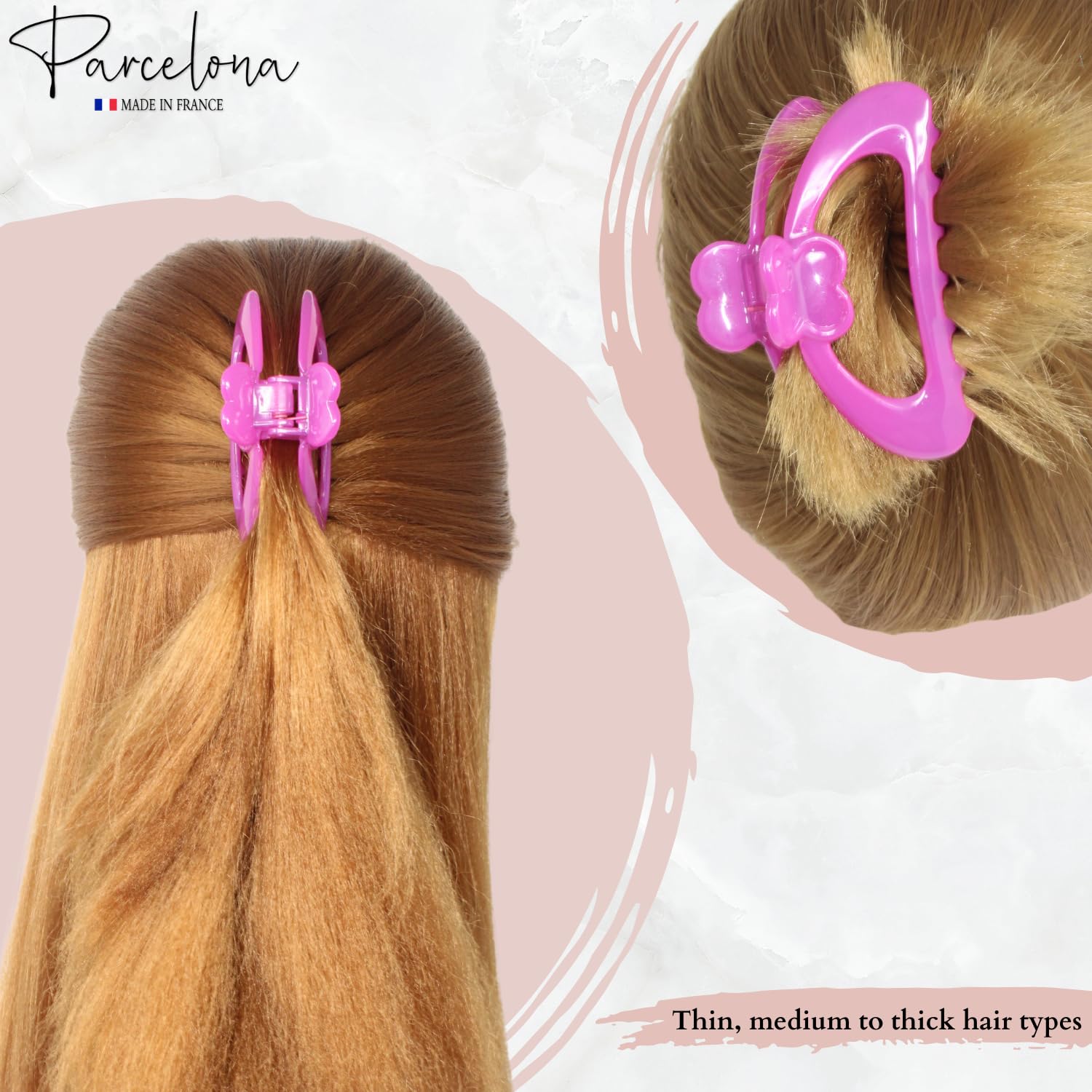 Parcelona French Heart-Shaped Medium Cellulose Hair Claw for Women and Girls