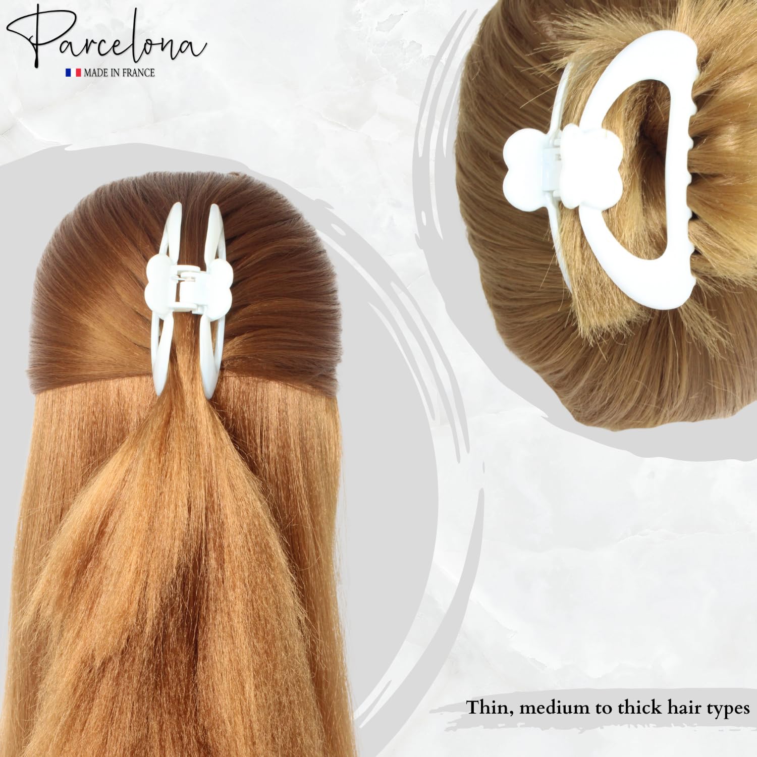 Parcelona French Heart-Shaped Medium Cellulose Hair Claw for Women and Girls