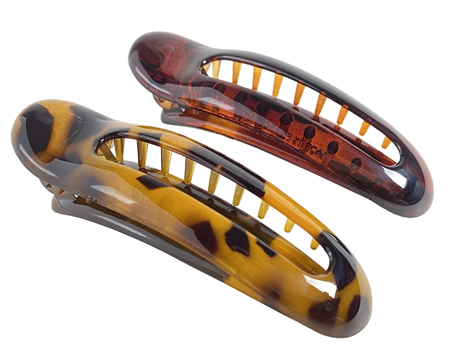 Parcelona French Oval Slider Small 3" Celluloid Side Hair Claw Clips(2 Pcs)