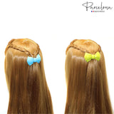 Parcelona French Angel Bow Blue and Green Small 2” Celluloid Set of 2 Hair Clip