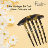 Parcelona French Medium Interlocking Light Tortoise Shell Side Hair Comb 2 pcs