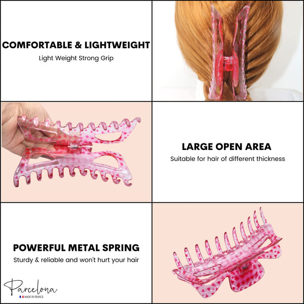 Parcelona French Classic Jumbo Large 5 1/2" Cellulose Hair Claw Clip for Women