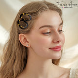 French Amie Oval Hoop Small 1 1/4” Celluloid Handmade Hair Barrette Clips(2 Pcs)