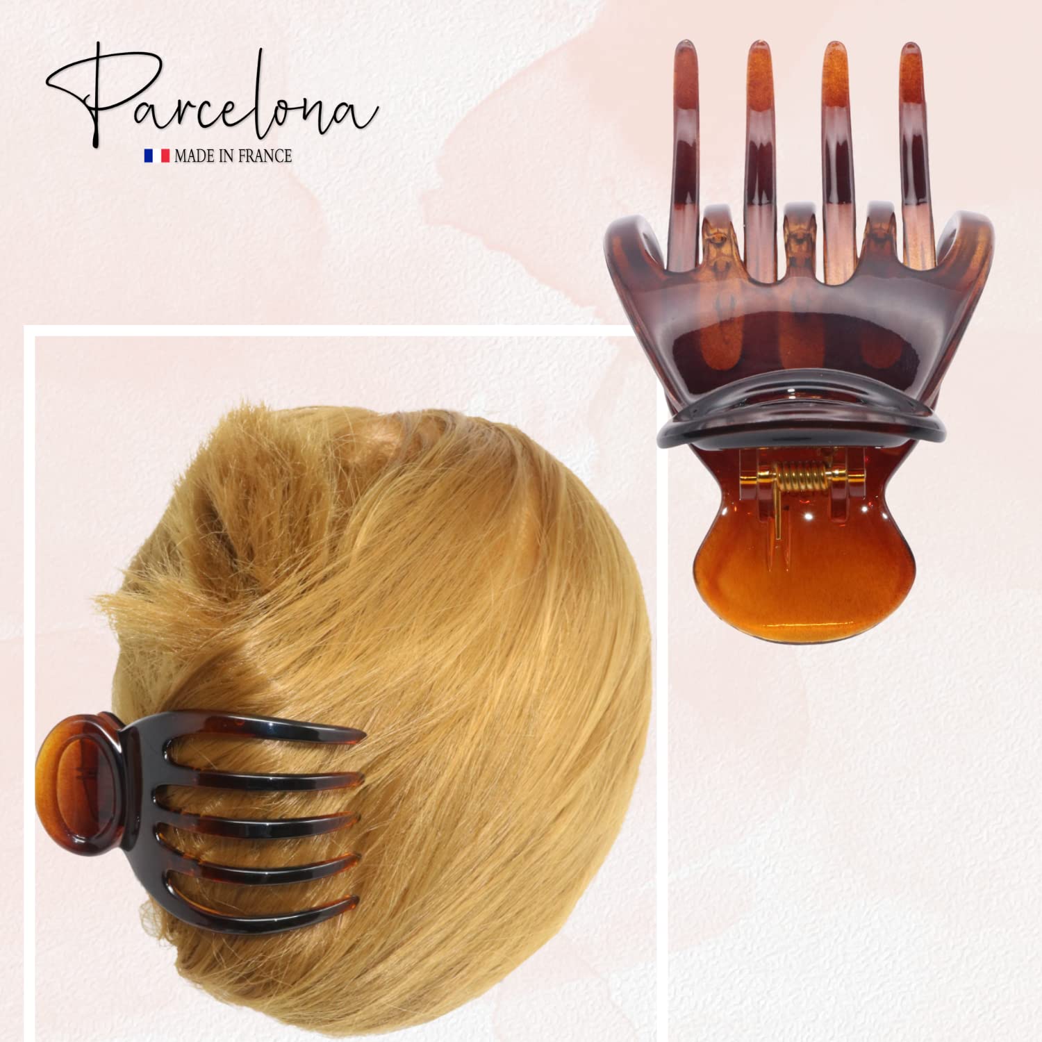Parcelona French Basic Curved Paw Medium Cellulose Yoga Hair Claw for Women