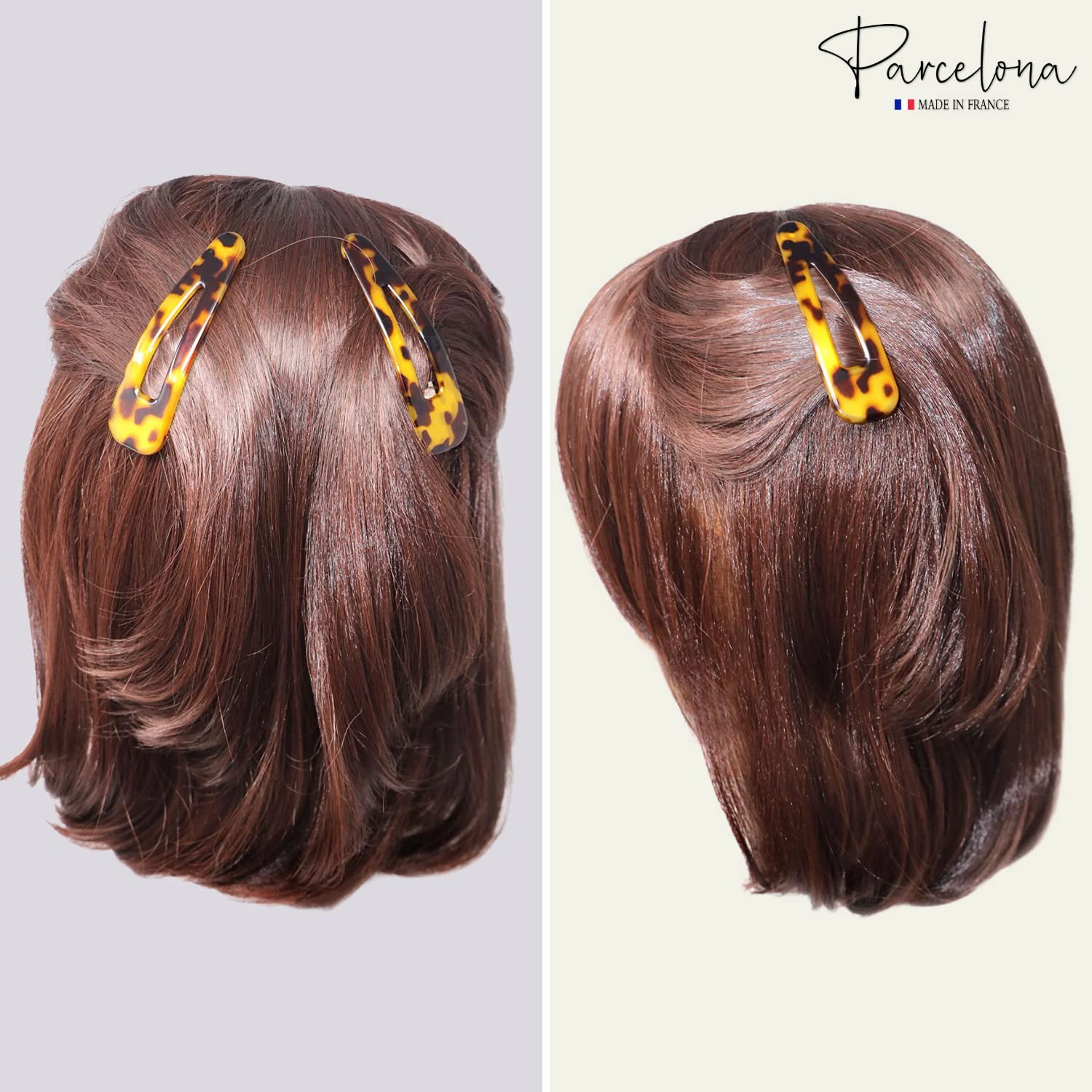 Parcelona French Clic Clac Extra Large Cellulose Snap Hair Pins for Women(2 Pcs)