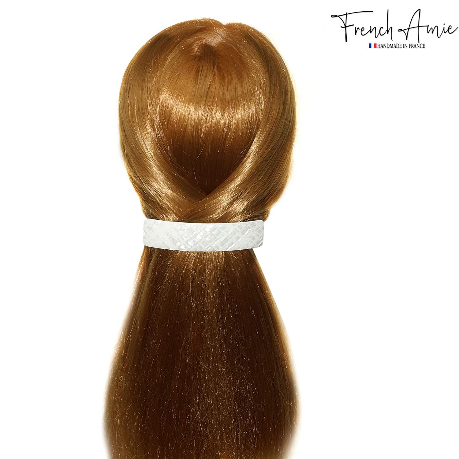 French Amie Long Rectangle Handmade Large Hair Barrette Clip for Women N Girls