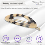 French Amie Oval Small 2 1/4” Celluloid Side Slide In Hair Barrette for Women