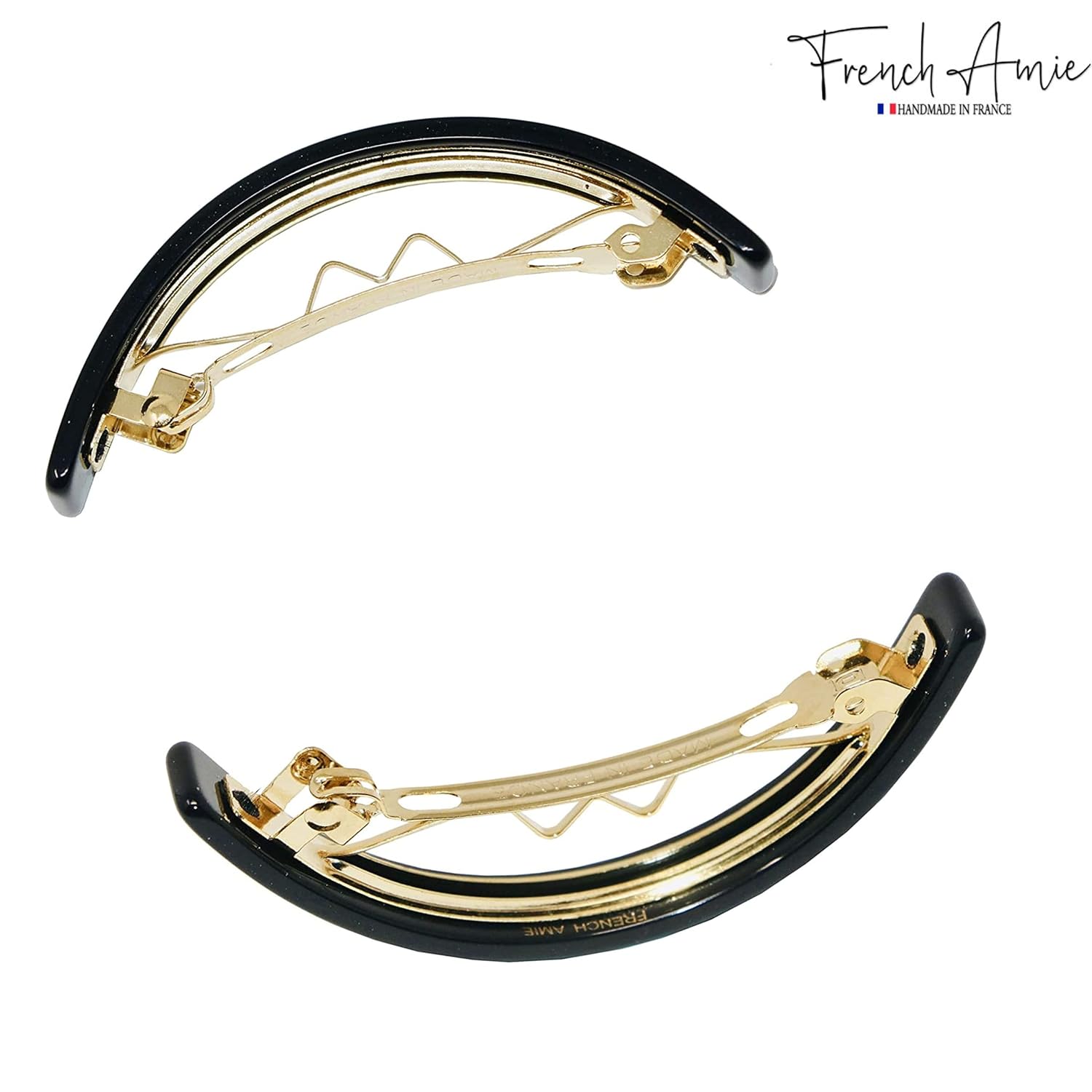 French Amie Curved Small Cellulose Handmade Hair Barrette for Women and Girls