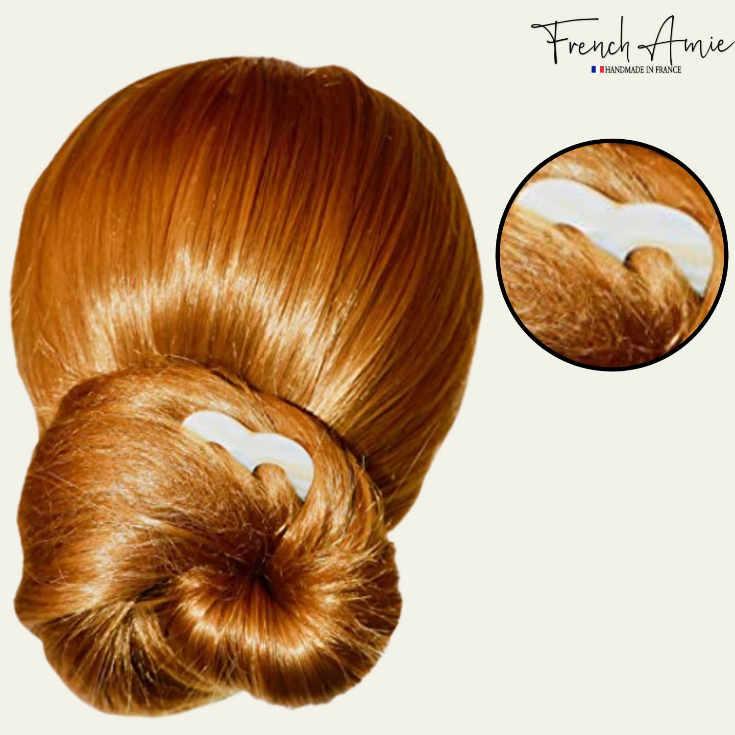 French Amie Tri Prongs 3" Medium Handmade Cellulose Bun Holder Women Hair Pin