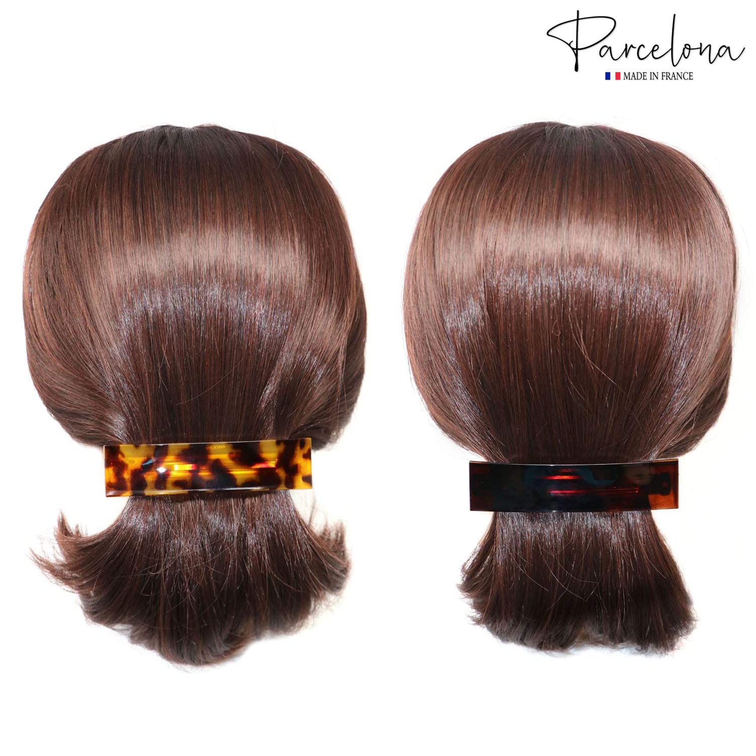Parcelona French Rectangular Bar Large Cellulose Acetate Hair Barrette for Women