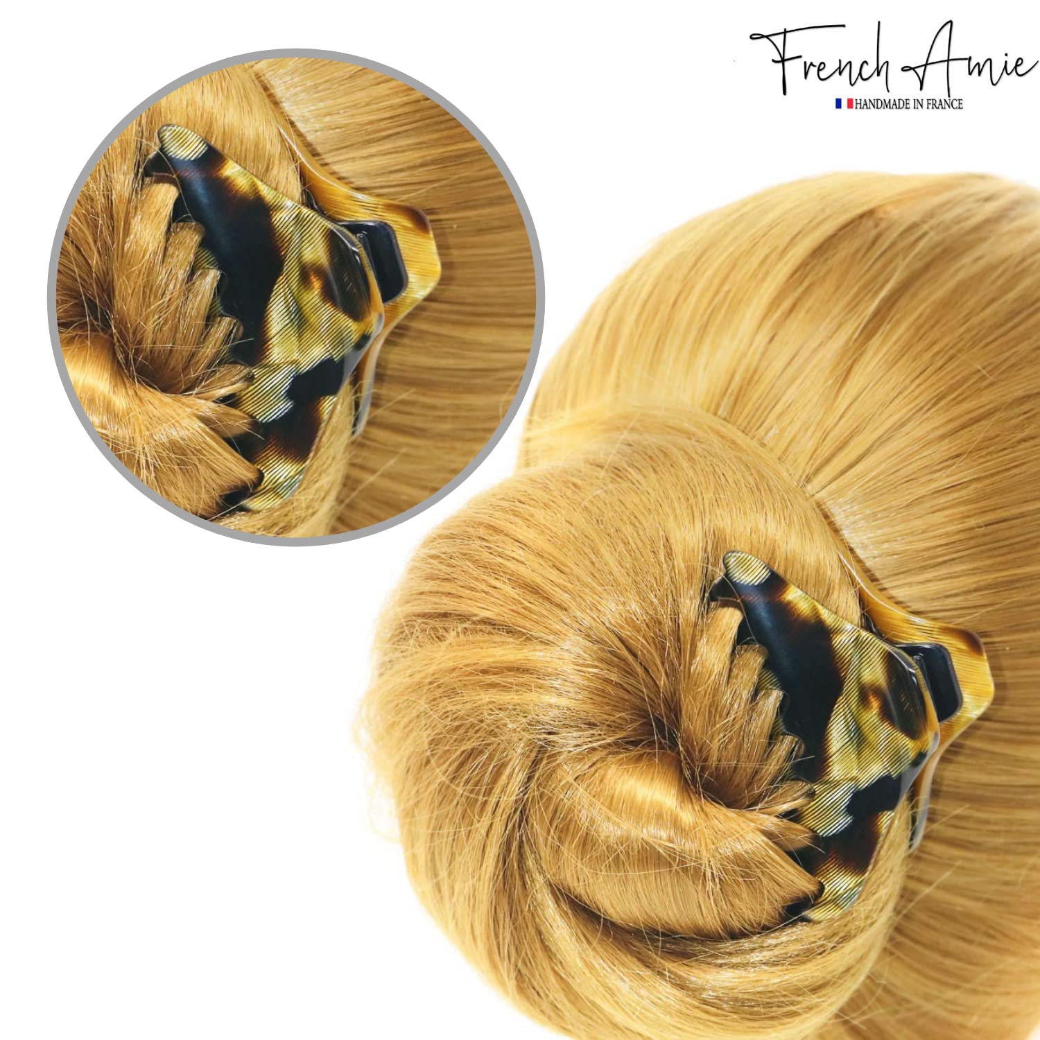 French Amie Director Thin and Narrow Small Handmade Cellulose Hair Claw for Women