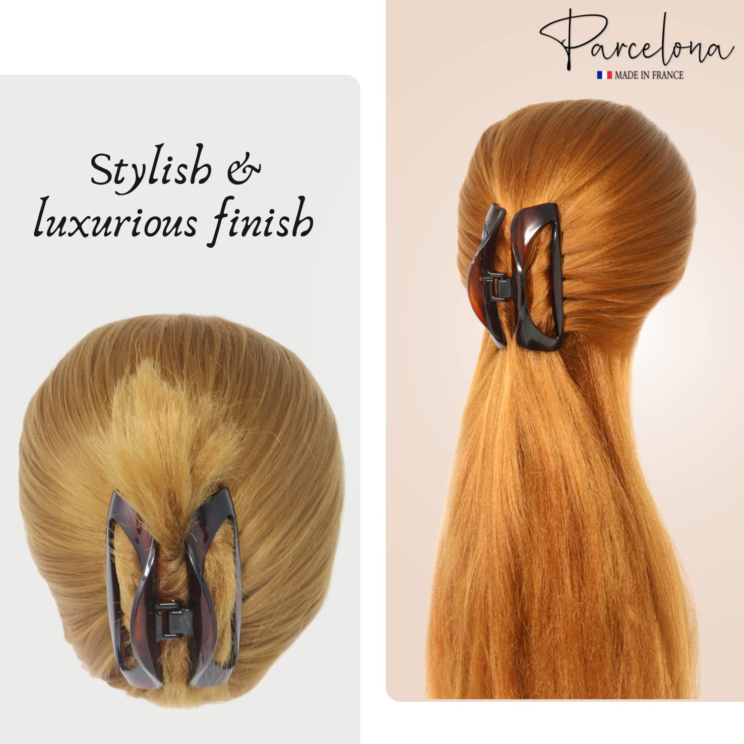 Parcelona French Vrille Medium 3.5" Cellulose No Slip Volume Jaw Hair Claw Clips