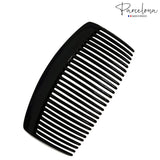 Parcelona French Glossy Black Large Celluloid 27 Teeth Hair Side Comb