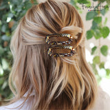 French Amie Mini Oval 2” Celluloid Handmade Snap Tige Boule Hair Clips