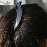 Parcelona French Fat Oval Shell and Black Large 5" Set of 2 Banana Hair Clips