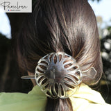 Parcelona French Radial 3.5" Celluloid Chignon Hair Slide Pin Thru Bun Cover