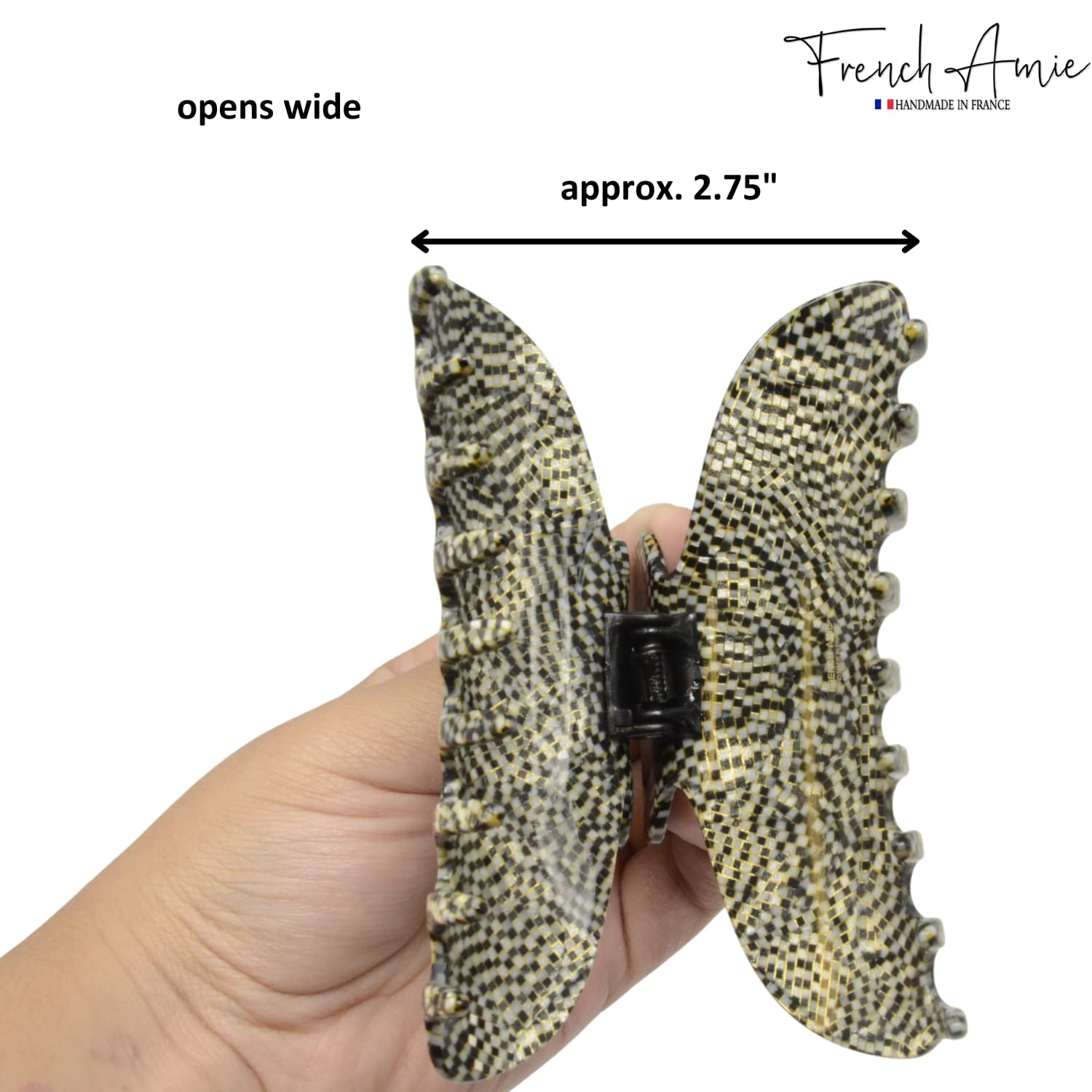French Amie Thin Oval Large 4 1/4” Handmade Cellulose Acetate Jaw Hair Claw Women