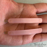 French Amie Rounded Oblong Small 2.5"Tige Boule Metal Clasp Hair Barrettes