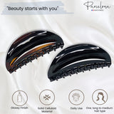 Parcelona French Thin Arch Cutout Set of 2 Shell & Black Small Hair Claws