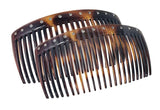 Parcelona French Glossy Crystals Brown Large 4 1/4" Set of 2 Good Grip 23 Teeth