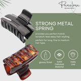 Parcelona French Cutout Curve Small Shell and Black Celluloid Hair Claws(2 Pcs)