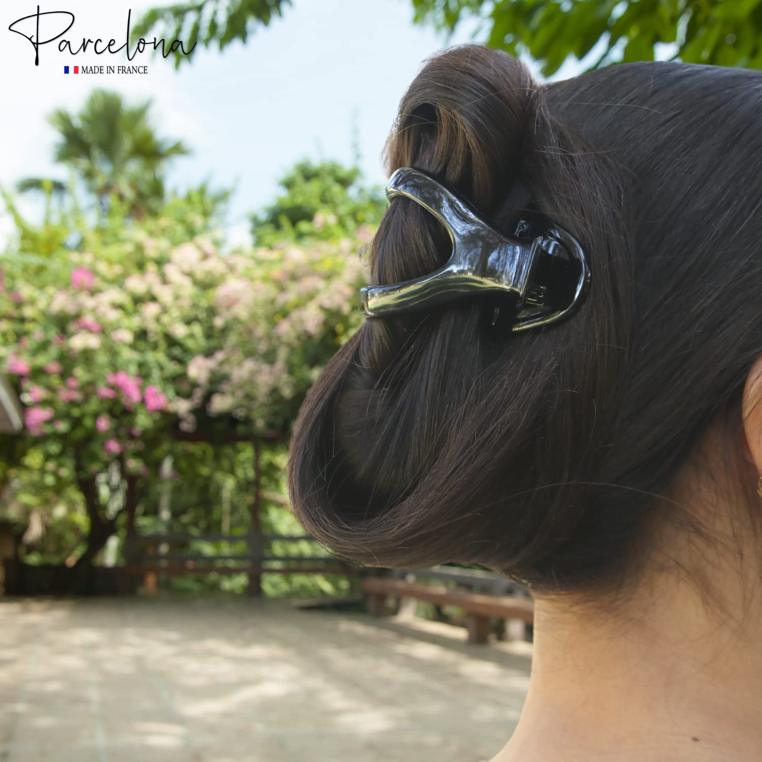 Parcelona French Wide Beak Large Cellulose Side Slide-In Hair Claw for Women