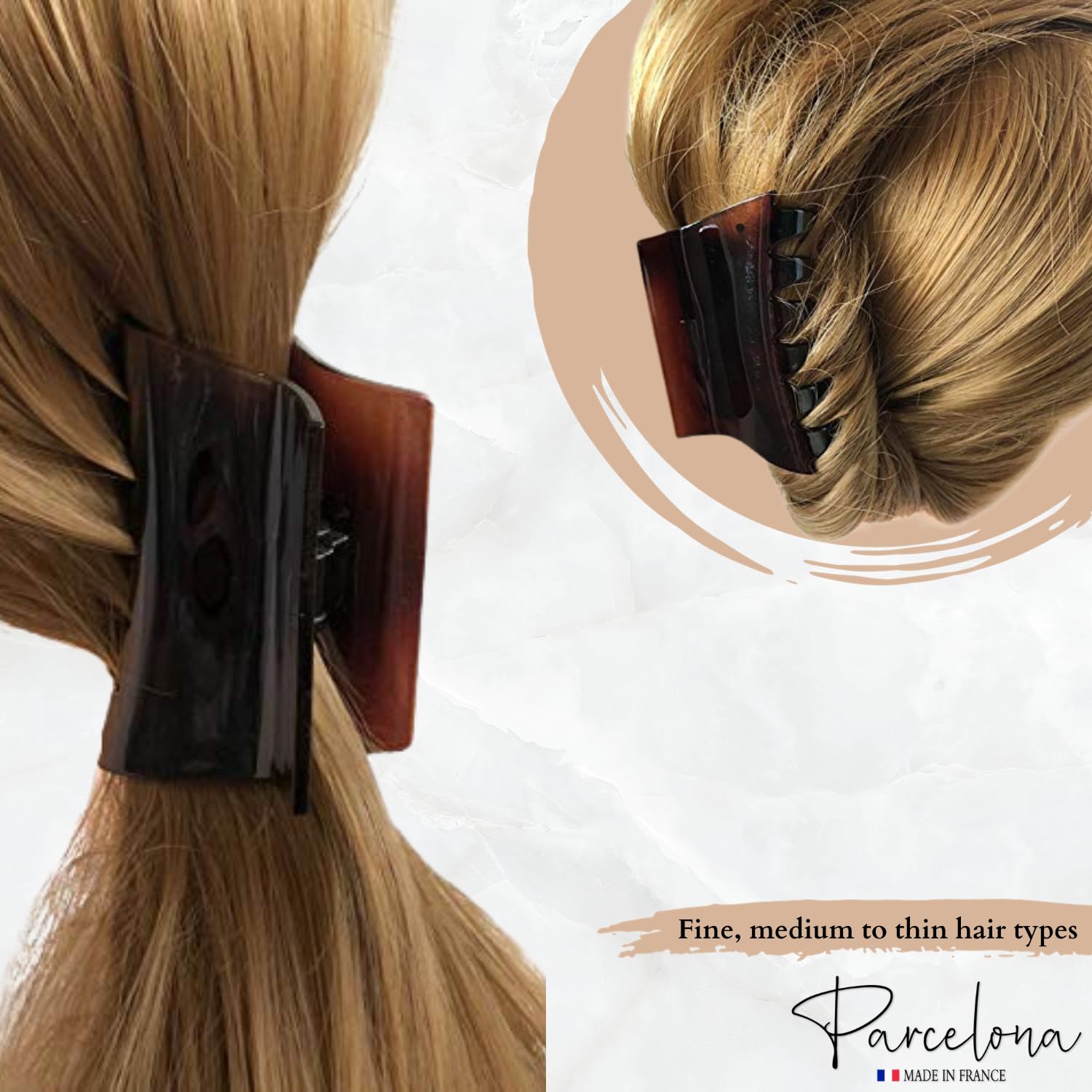Parcelona French Slide 3" Medium Cellulose Jaw Hair Claw for Women and Girls