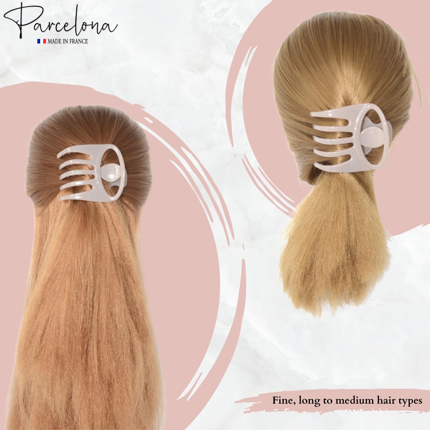 Parcelona French Curvy Oval Paw Medium Cellulose Hair Claw for Women and girls