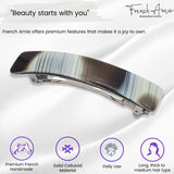 French Amie Oblong 3 1/2" Celluloid Handmade Automatic Hair Barrette for Women