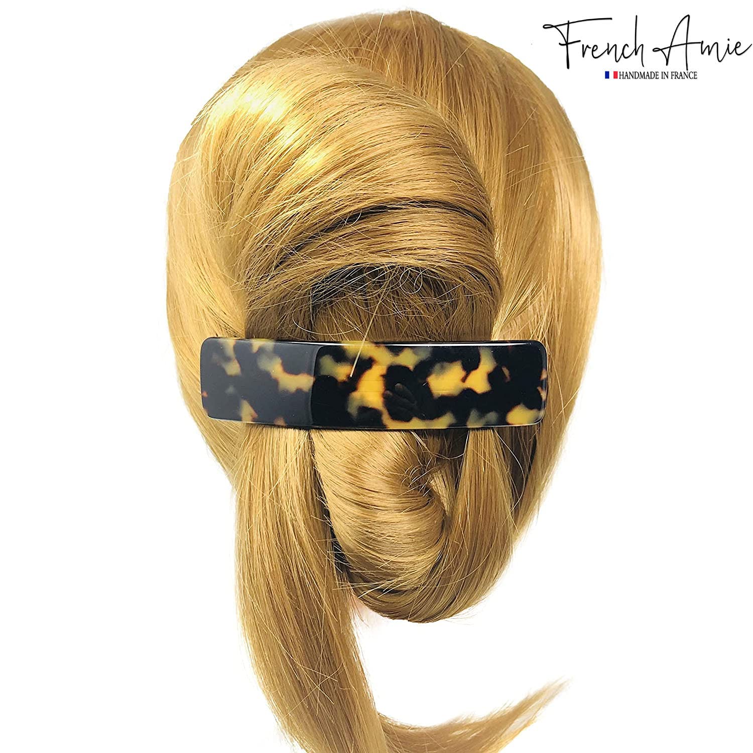 French Amie Long Rectangle Handmade Large Hair Barrette Clip for Women N Girls