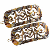 French Amie Swirls 2 ¼” Celluloid Handmade Snap Hair Clips for Women 2 Pcs
