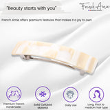 French Amie Oblong 3 1/2" Celluloid Handmade Automatic Hair Barrette for Women
