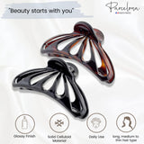 Parcelona French Rain Drop Large 2 Pcs Shell & Black Celluloid Jaw Hair Claw