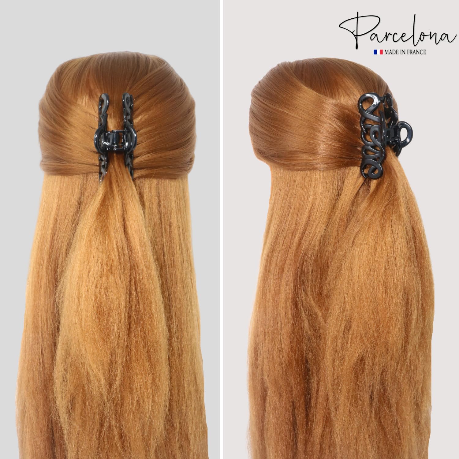 Parcelona French Love Medium 3" Cellulose Acetate Hair Claw Clip for Women