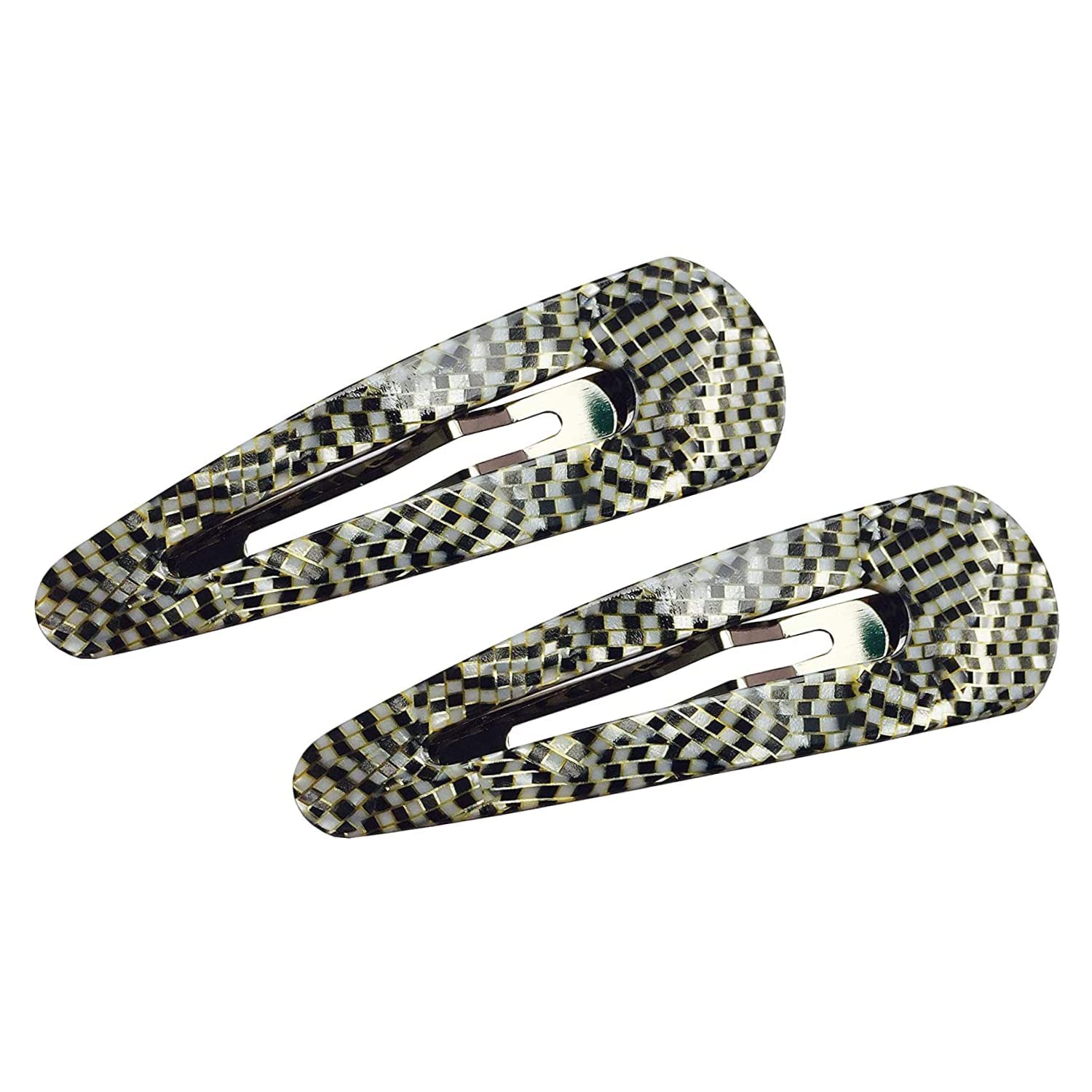 French Amie Clic Clac Large Handmade Celluloid Snap Hair Pins for Women(2 Pcs)
