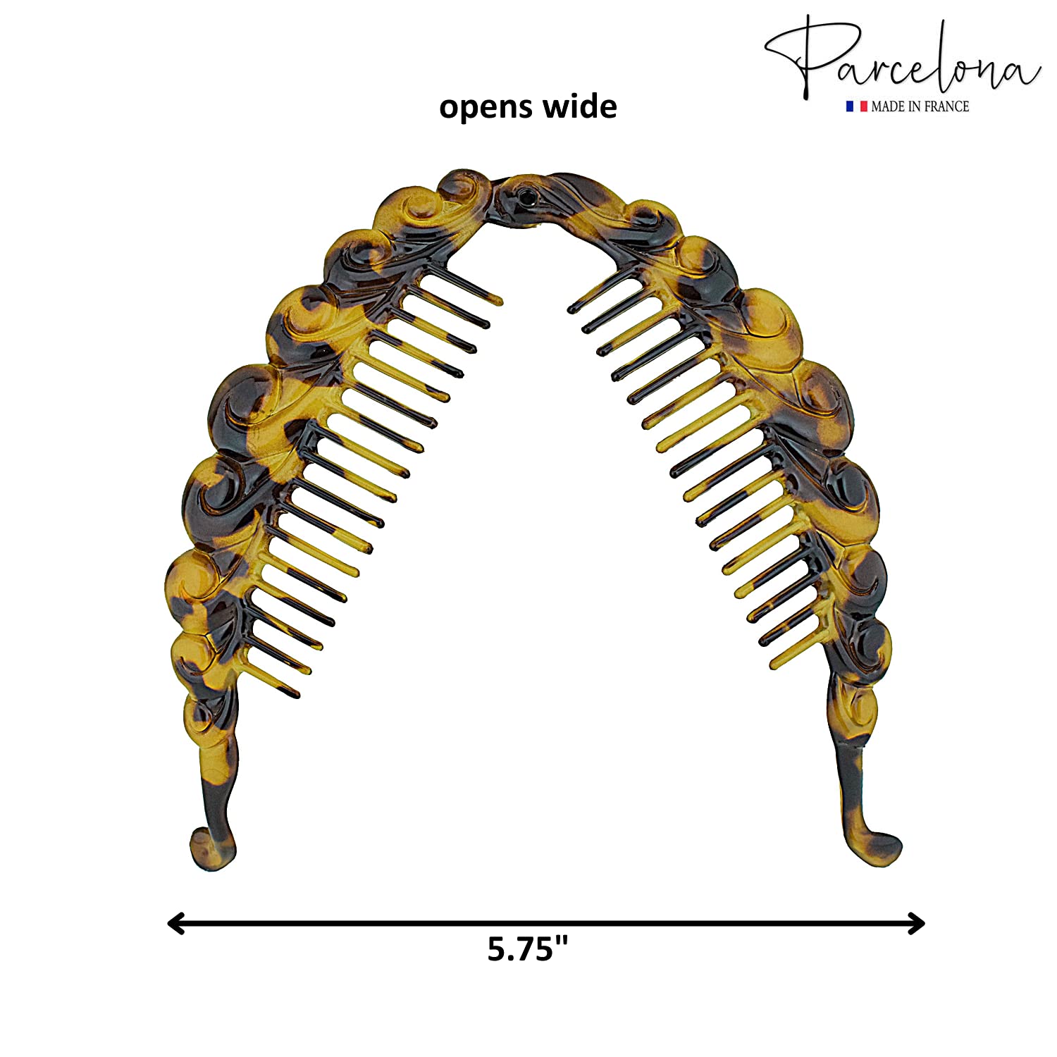 Parcelona French Swirl Fish Large 6" Cellulose Banana Hair Clip for Women