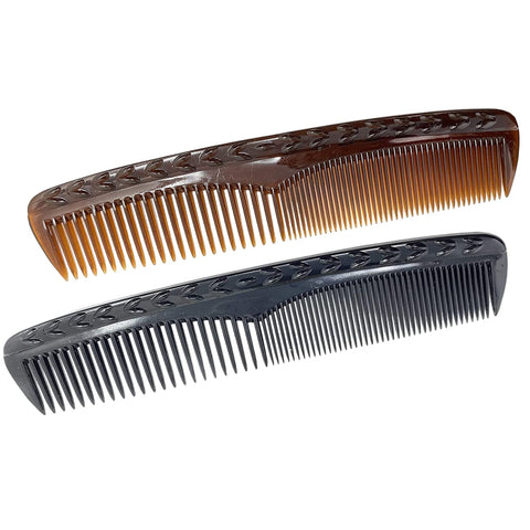 Parcelona French Bordered Shell N Black Celluloid Toothed Pocket Hair Comb 2Pcs