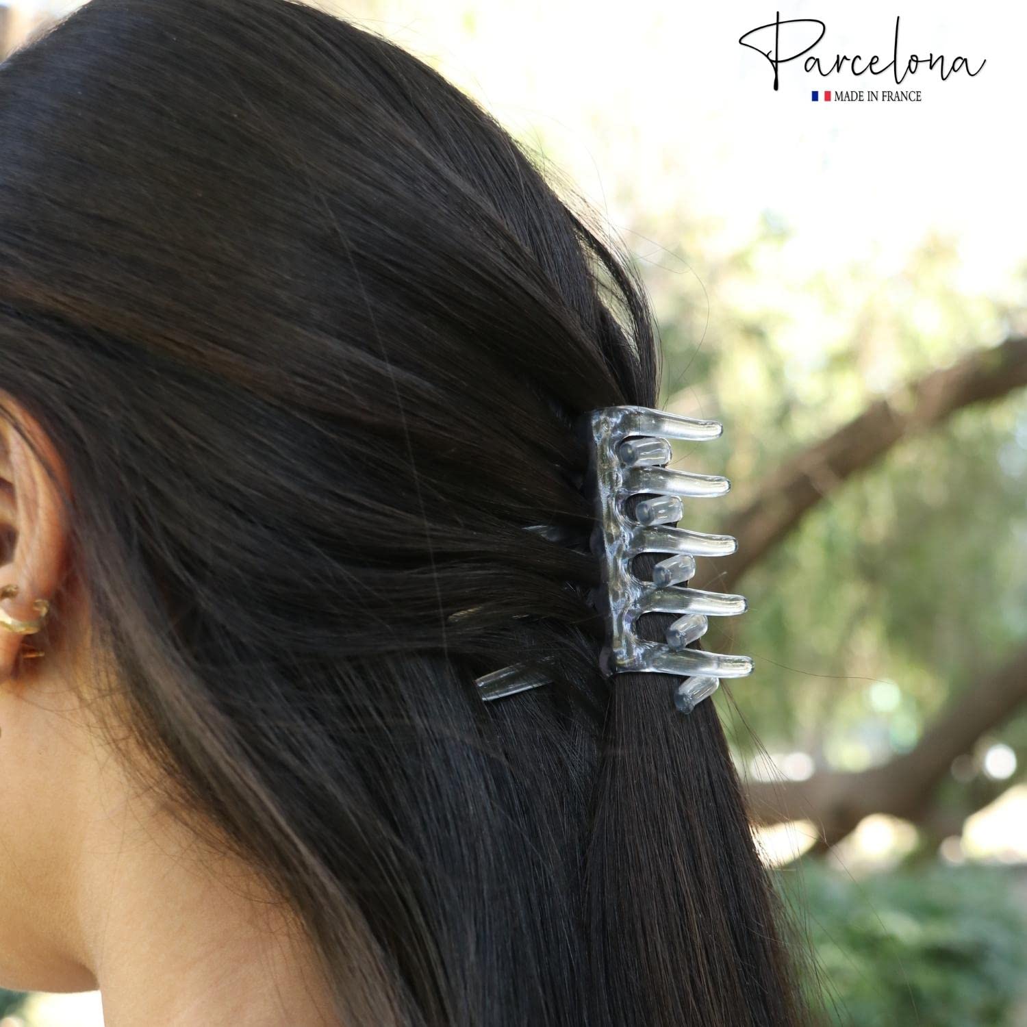 Parcelona French Crab Interlocking Medium Cellulose Hair Side Comb for Women