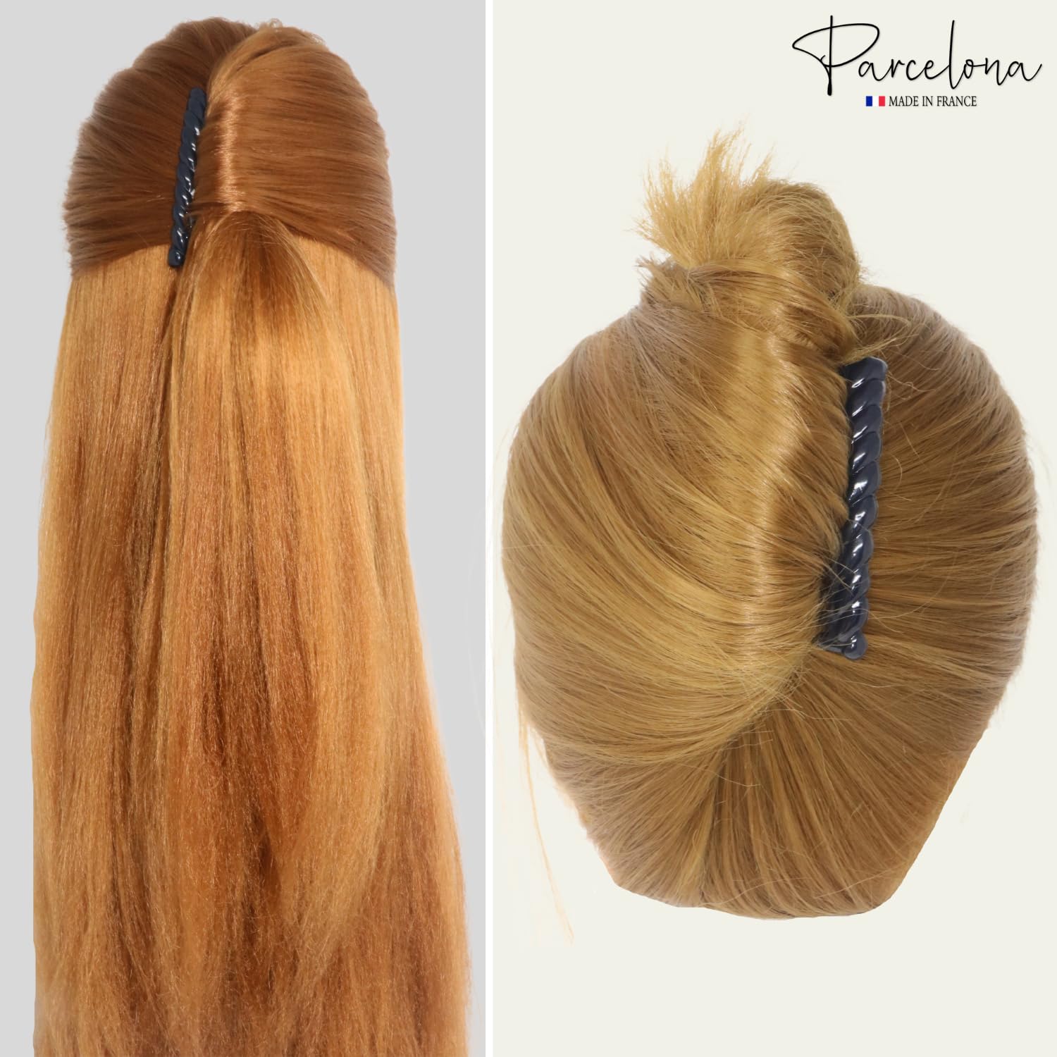 Parcelona French Twisted Edge Black 3” Set of 2 Flexible 13 teeth Side Hair Comb