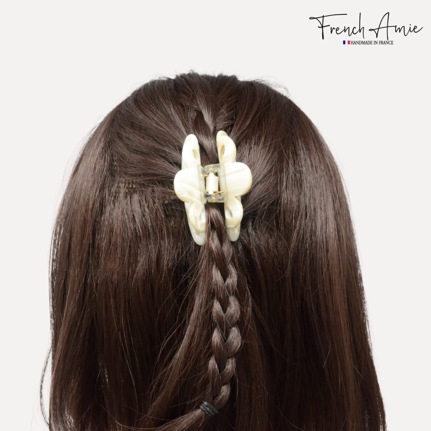 French Amie Flower Bloom 3" Handmade Cellulose No Slip Grip Hair Claw Clip