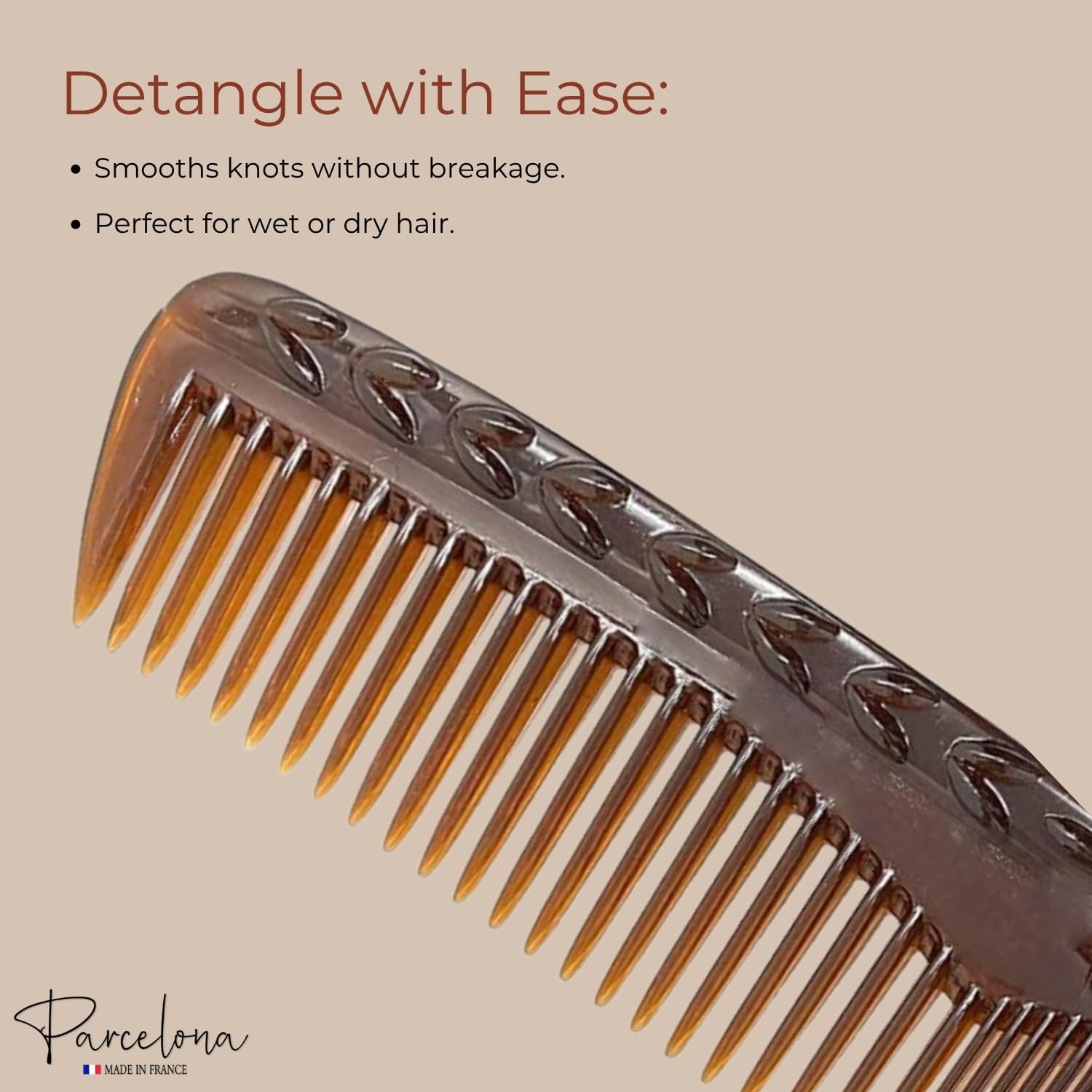 Parcelona French Bordered Cellulose Acetate Toothed Large Dressing Hair Comb 2Pcs